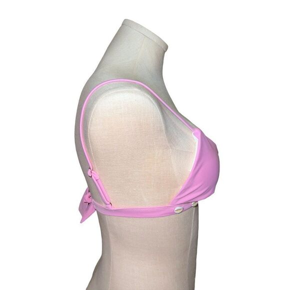 Hula Honey Juniors Shell-Trim Bikini Top Lilac Chiffon Medium NWT - Picture 4 of 8